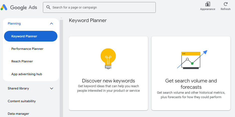 google keyword planner tool