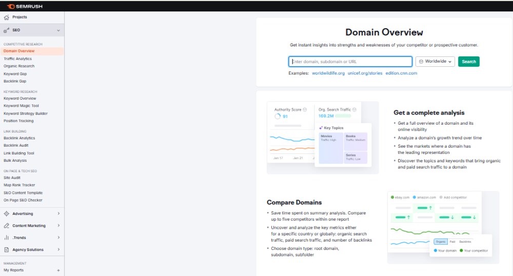 SEMRUSH DASHBOARD